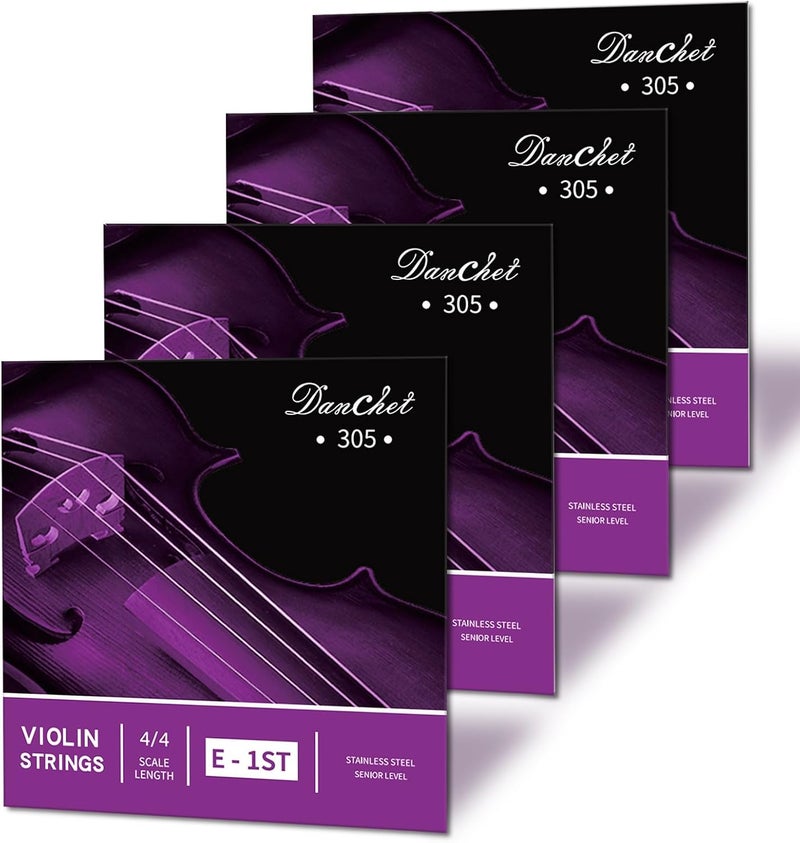 Danchet Violin Strings 4/4 E1. 4 pcs Senior Level, Ball End, Stainless Steel 305… - Image 1